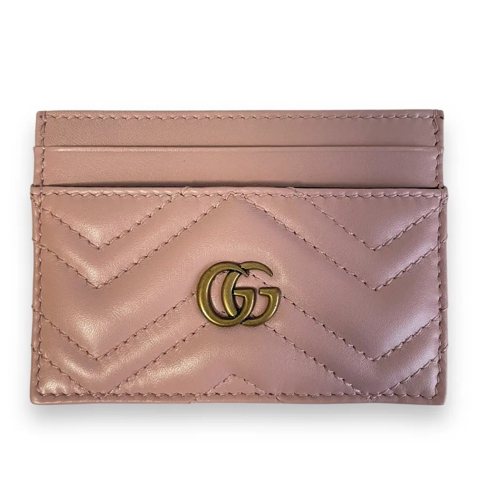 GUCCI グッチ GGマーモント キルティング レザー カードケース パスケース 名刺入れ ライトピンク