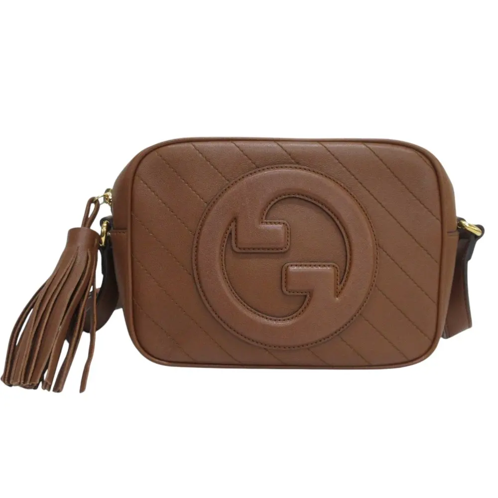 GUCCI グッチ ブロンディ スモール レザー インターロッキングG クロスボディ ショルダーバッグ 742360 ブラウン