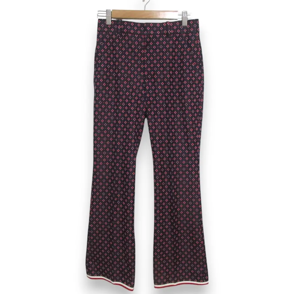 GUCCI グッチ ジオメトリック Gパターン 総柄 フレアパンツ 36 レッド×ネイビー