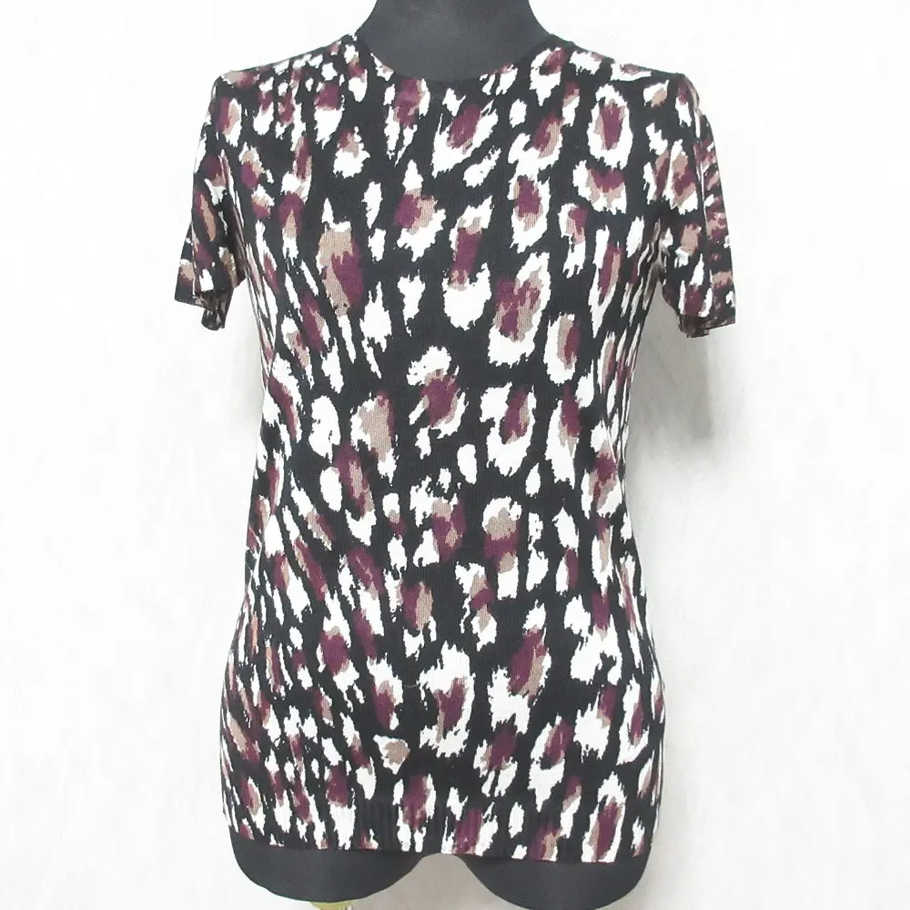 GUCCI グッチ 総柄 シルク カシミヤ混 ショートスリーブ 半袖 クルーネック ニット カットソー 284206 X8847 S ブラック系