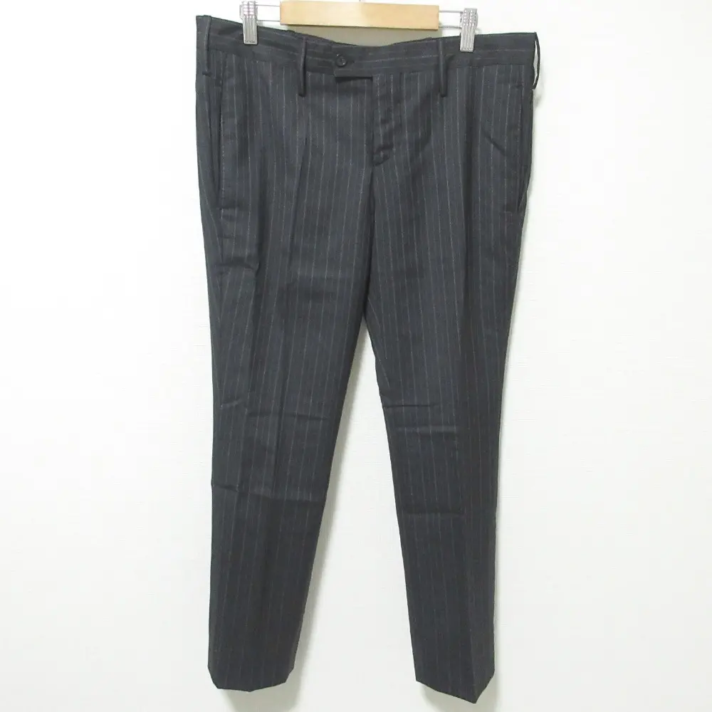 GUCCI グッチ ストライプ柄 ウール スラックスパンツ 40 ブラック×ホワイト