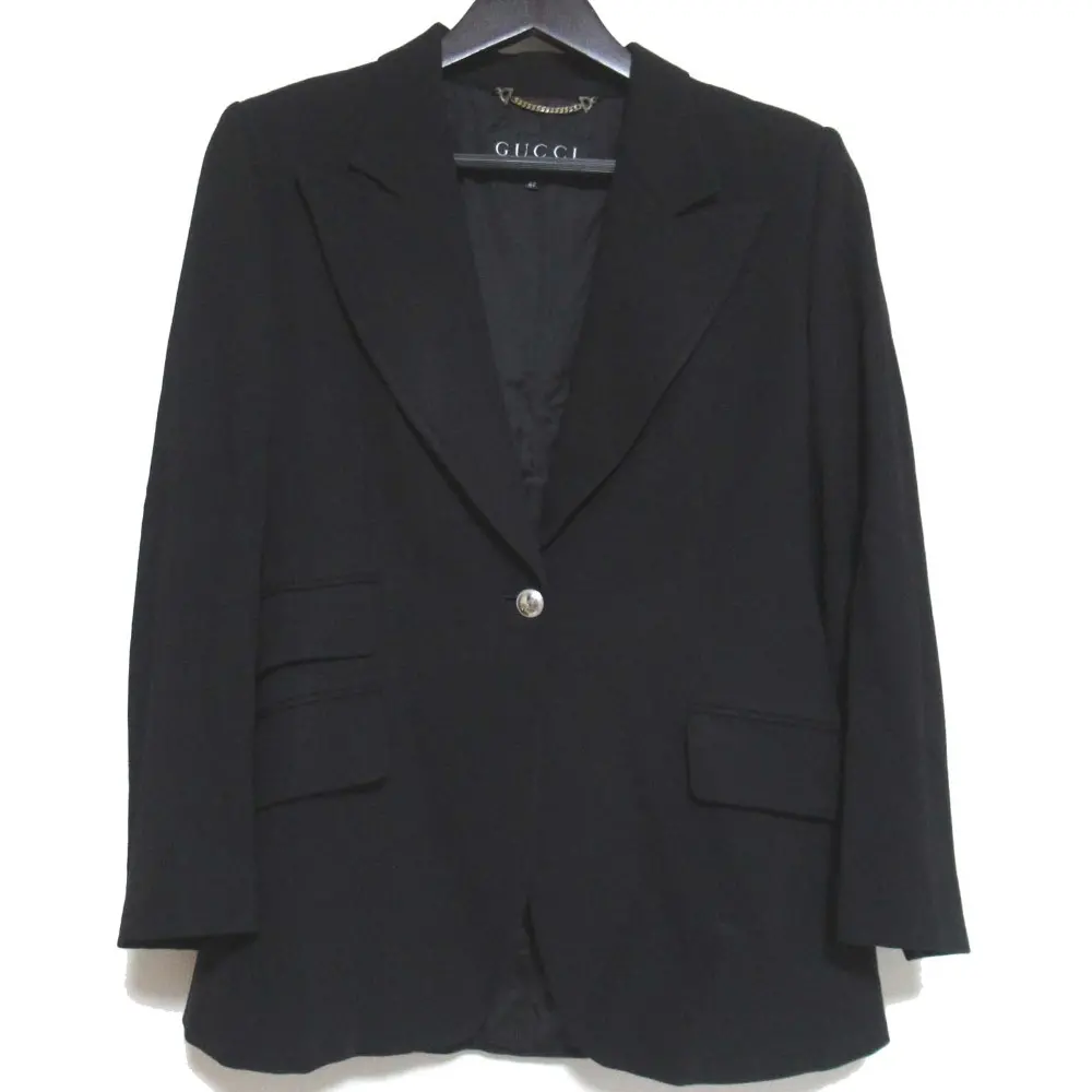 GUCCI グッチ 96年製 トムフォード期 ヴィンテージ 1B シングル テーラードジャケット 42サイズ ブラック×シルバーボタン