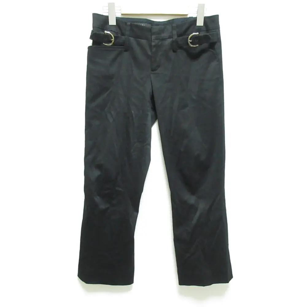 GUCCI グッチ ストレッチ サイドベルト ストレート クロップドパンツ スラックス サイズ40 ブラック