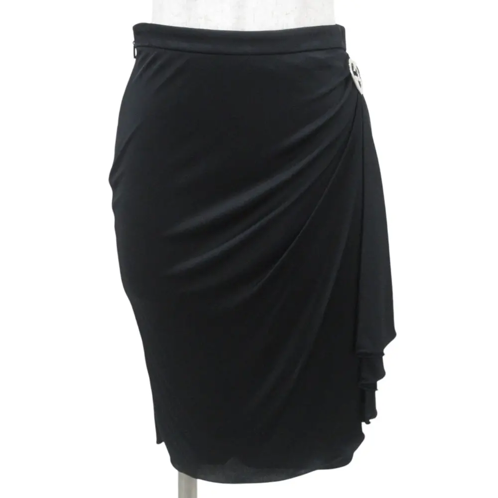 GUCCI グッチ ハートプレート フリル タイトスカート XS ブラック