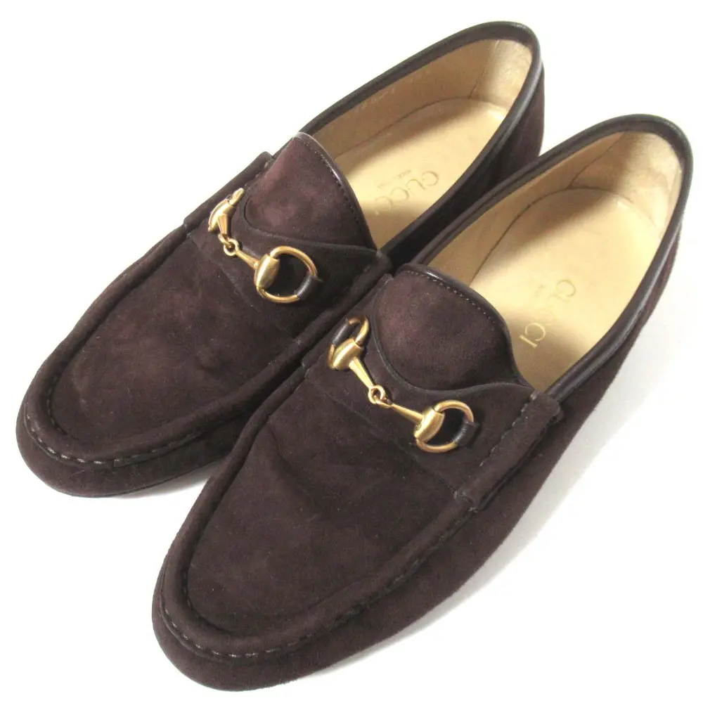 GUCCI グッチ トムフォード期 スエード レザー ホースビット ローファー 35.5 22.5cm相当 ダークブラウン×ゴールド金具