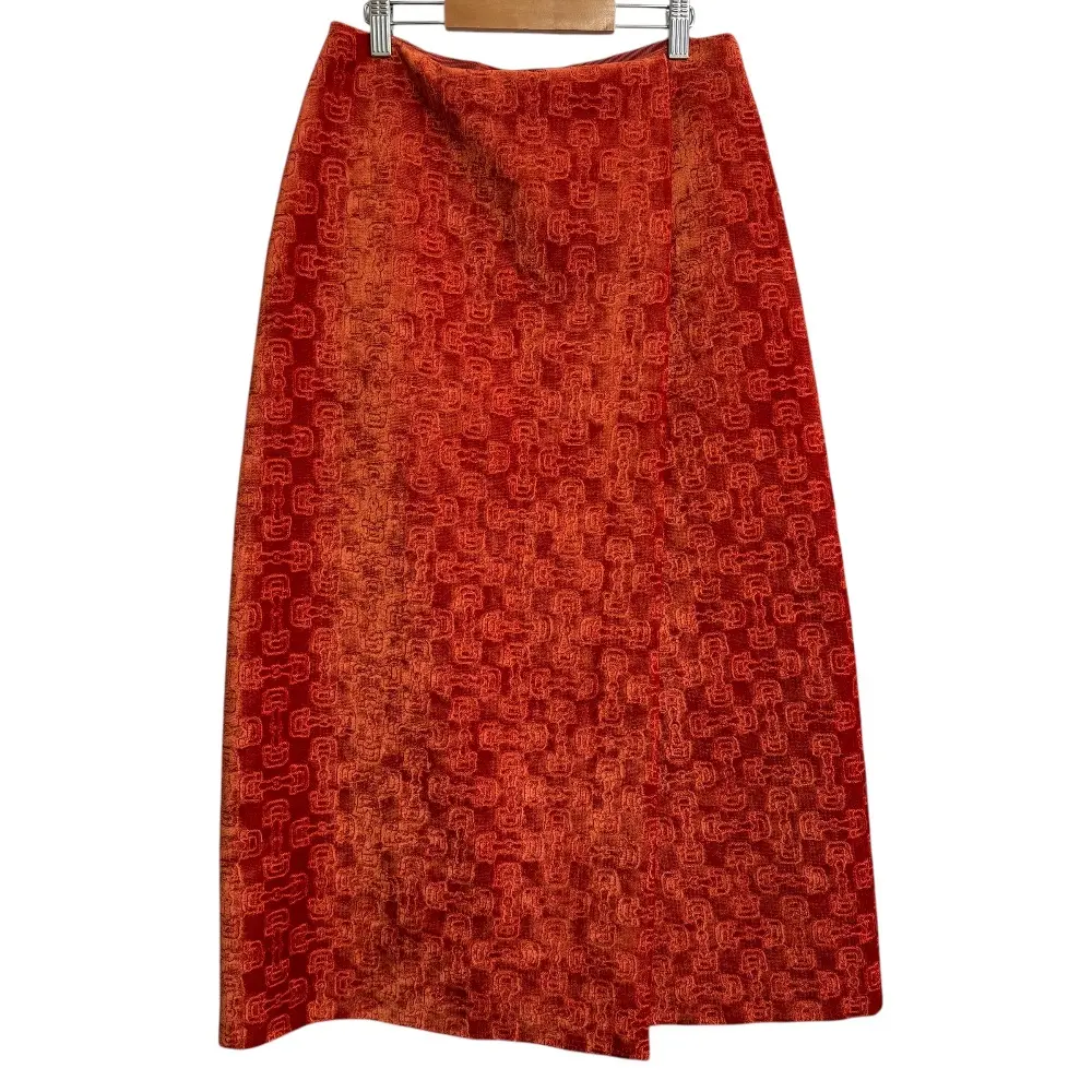 22SS GUCCI グッチ ホースビット柄 マキシ丈 スリット ベルベットスカート 40 オレンジ