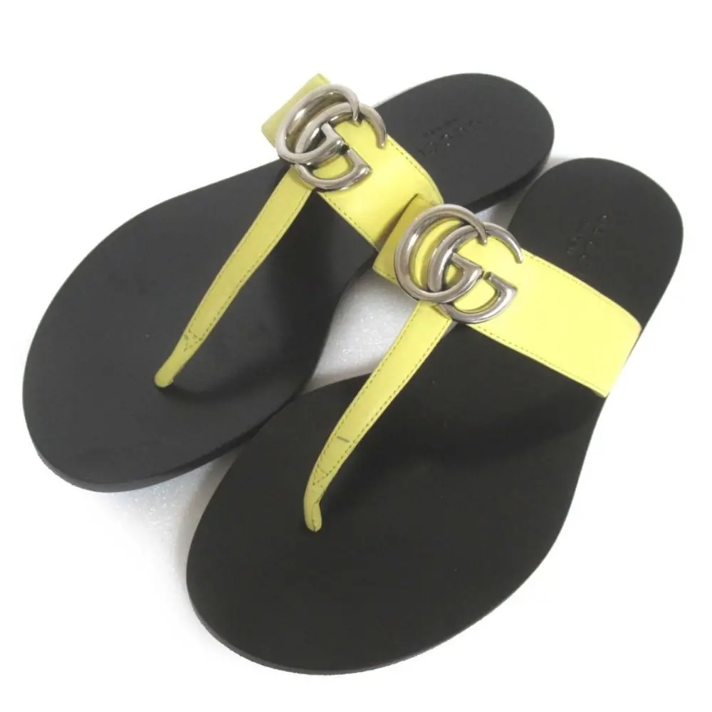 GUCCI グッチ PAR AMOUR GGマーモント ダブルG フラット トングサンダル 36サイズ イエロー×ブラック