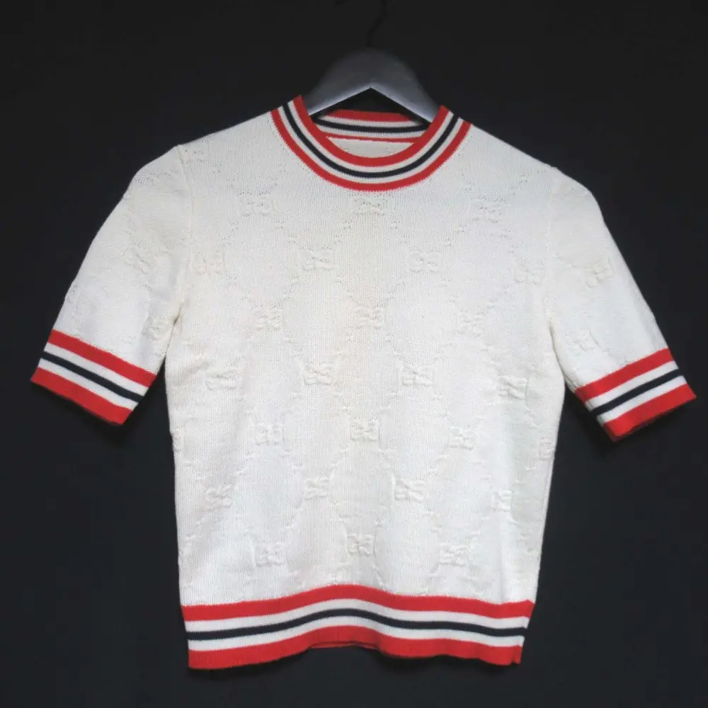 GUCCI グッチ GG柄 半袖 ニットカットソー セーター 579818 XSサイズ オフホワイト