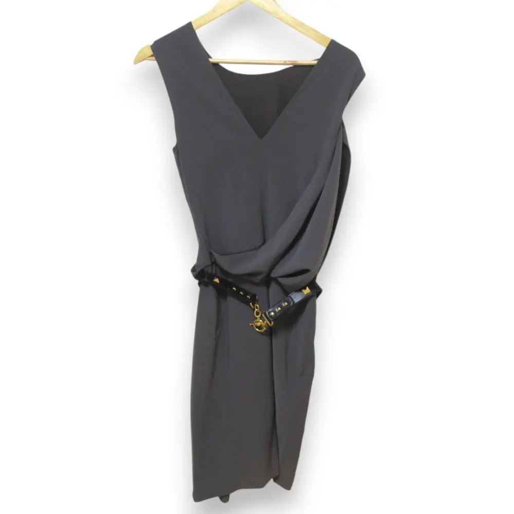 GUCCI グッチ ノースリーブ ミモレ丈 ドレープドレス 変形ワンピース サイズ40 グレー