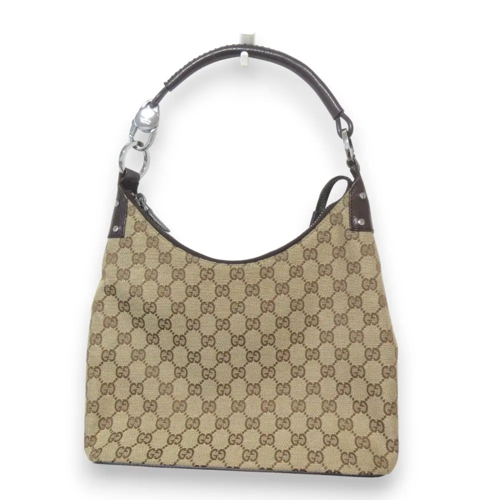 GUCCI グッチ GGキャンバス ワンショルダーバッグ 115003 ベージュ×ブラウン×シルバー金具