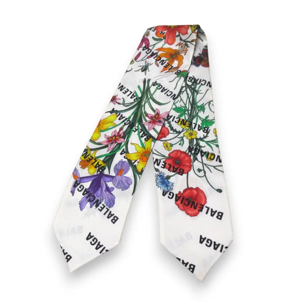 GUCCI グッチ バレンシアガ  ザ ハッカープロジェクト シルク フローラプリント ネックボウ スカーフ 679494 マルチカラー