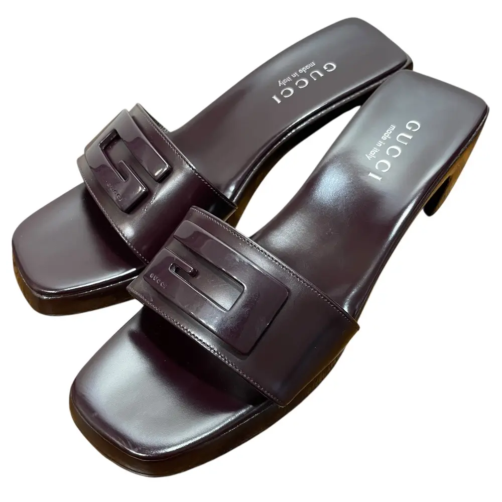 GUCCI グッチ レザー ミュール サンダル 37 24cm相当 ブラウン