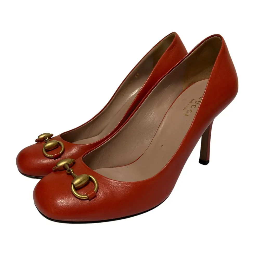 GUCCI グッチ ホースビット レザー パンプス 36 23cm相当 レッドブラウン系