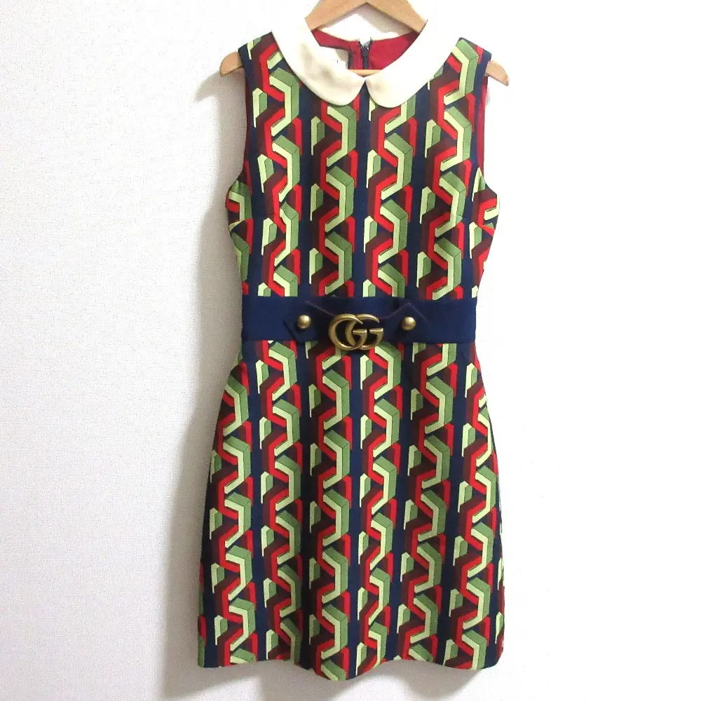 GUCCI グッチ チェーン柄 GGマーモント ノースリープワンピース 477538 サイズ38 マルチカラー