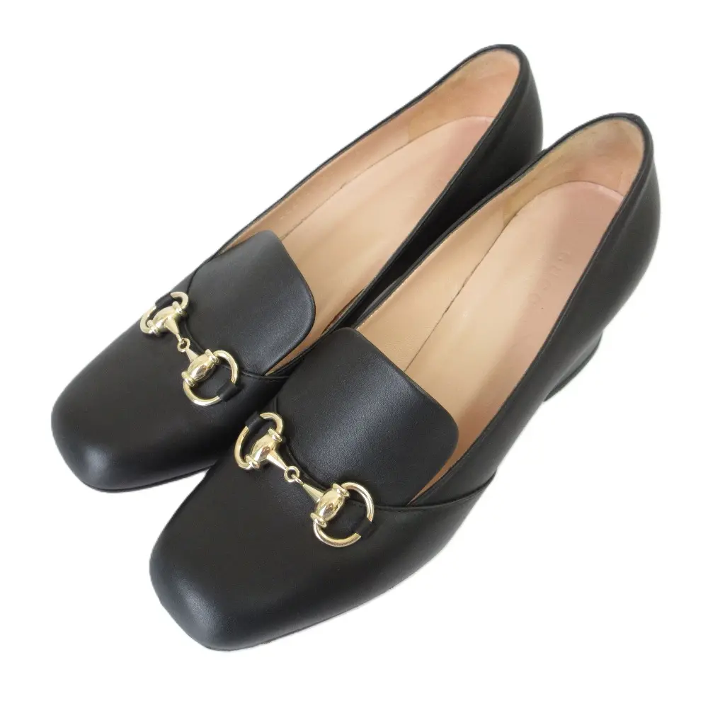 GUCCI グッチ スクエアトゥ レザー ホースビット ローファーパンプス サイズ36 23cm相当 ブラック