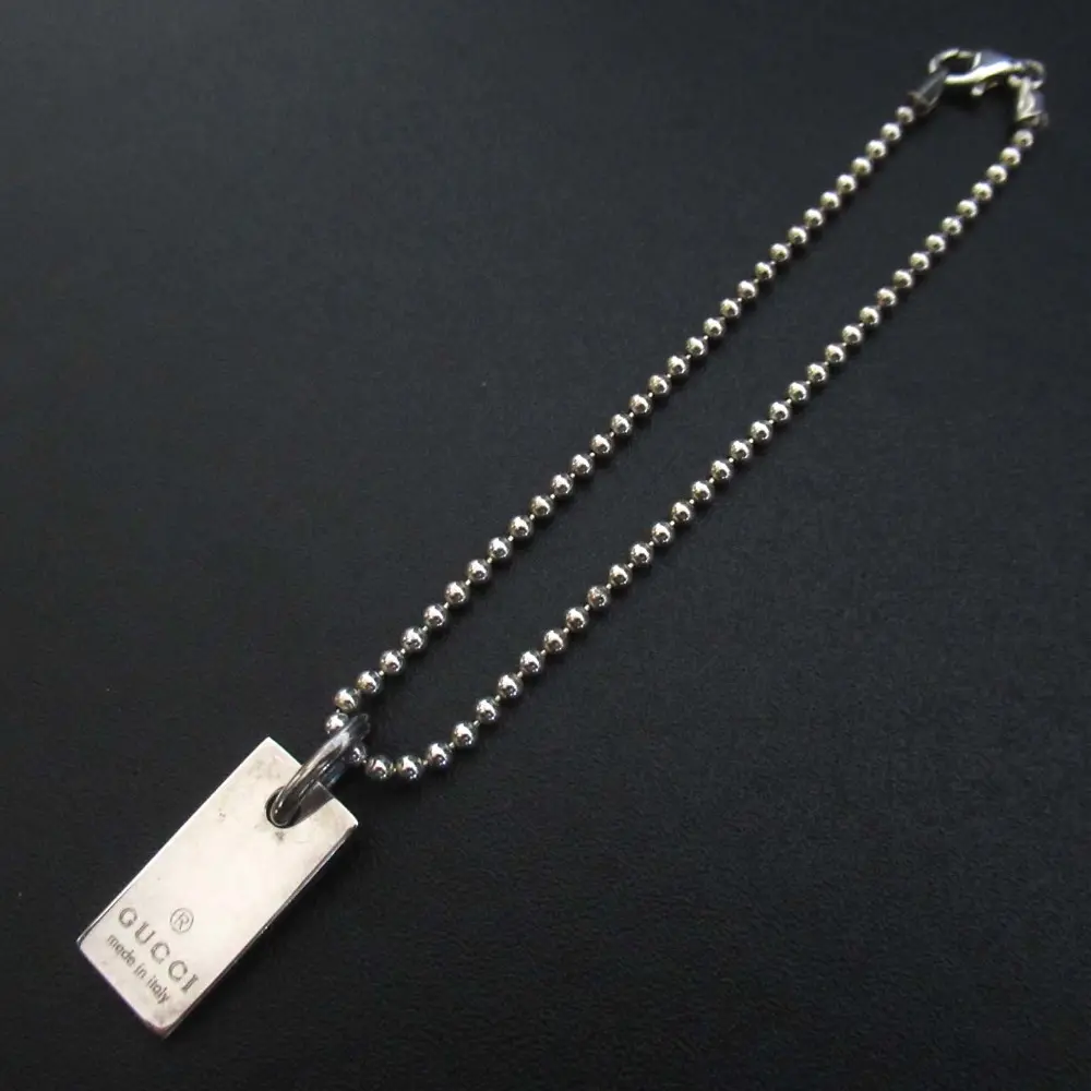 GUCCI グッチ 925SV ボールチェーン プレート ブレスレット シルバー