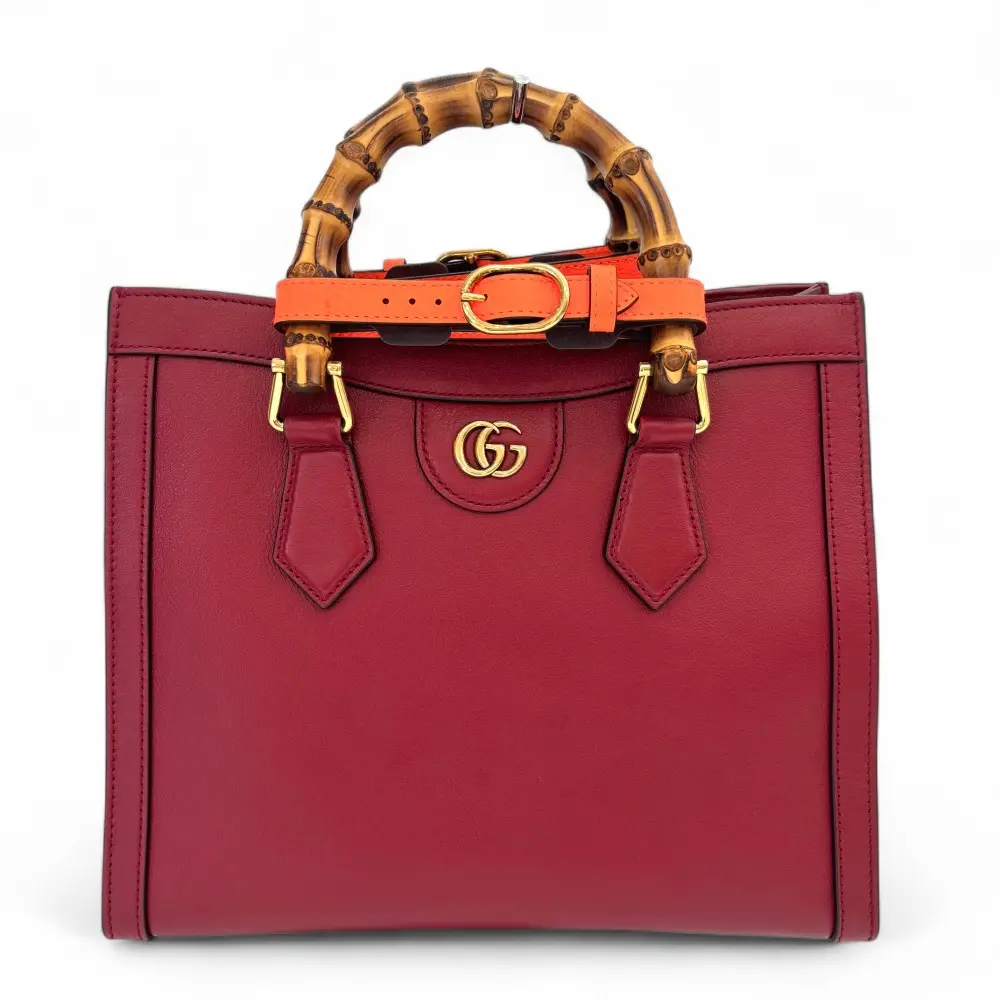 GUCCI グッチ ダイアナ スモール バンブーハンドル レザー 2way トートバッグ ショルダーバッグ 660195 レッド