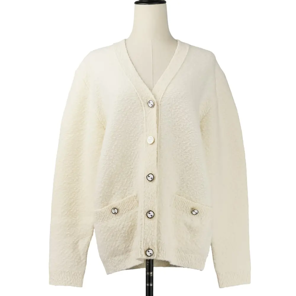 24AW GUCCI グッチ インターロッキングGロゴボタン ニットカーディガン 797888 サイズXS オフホワイト