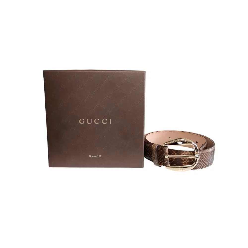 GUCCI グッチ パイソンレザー ピンバックル ベルト 246380 480199 32 82cm ブラウン