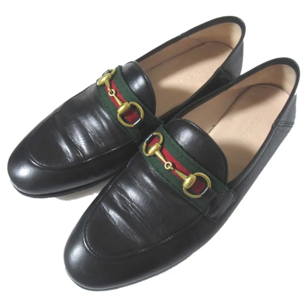 GUCCI グッチ シェリーライン ホースビット ローファー シューズ 631619 サイズ35 約22cm ブラック×ゴールド金具