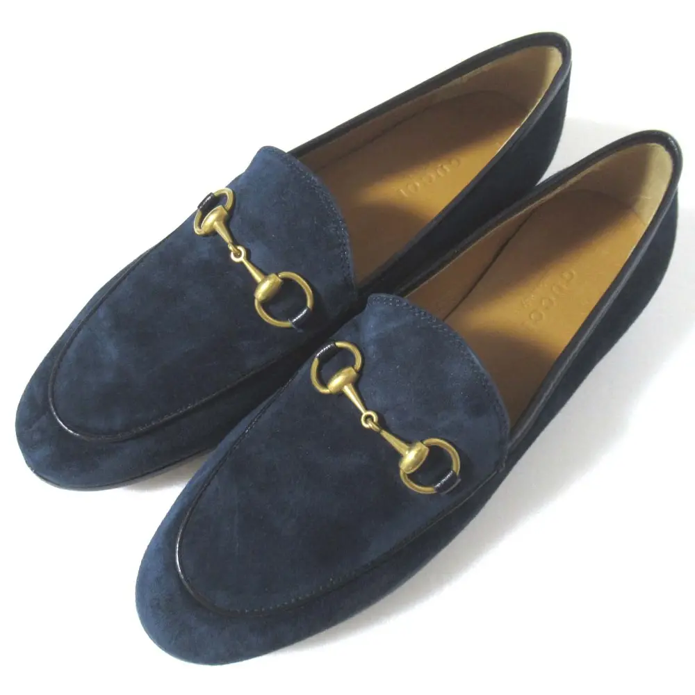 GUCCI グッチ ヨルダーン スエード ホースビット ローファー 404069 サイズ35.5 約22.5cm ネイビー×ゴールド金具