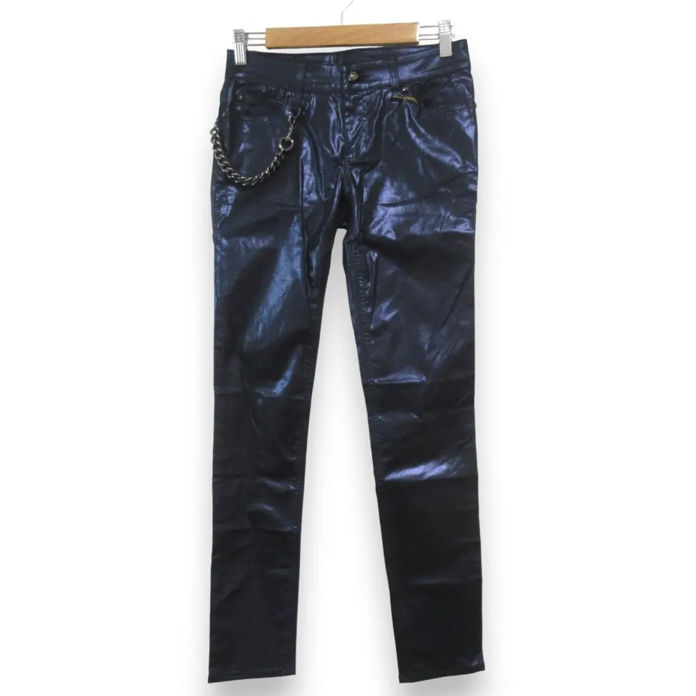 GUCCI グッチ ストレッチ スリムパンツ サイズ36 メタリックネイビー