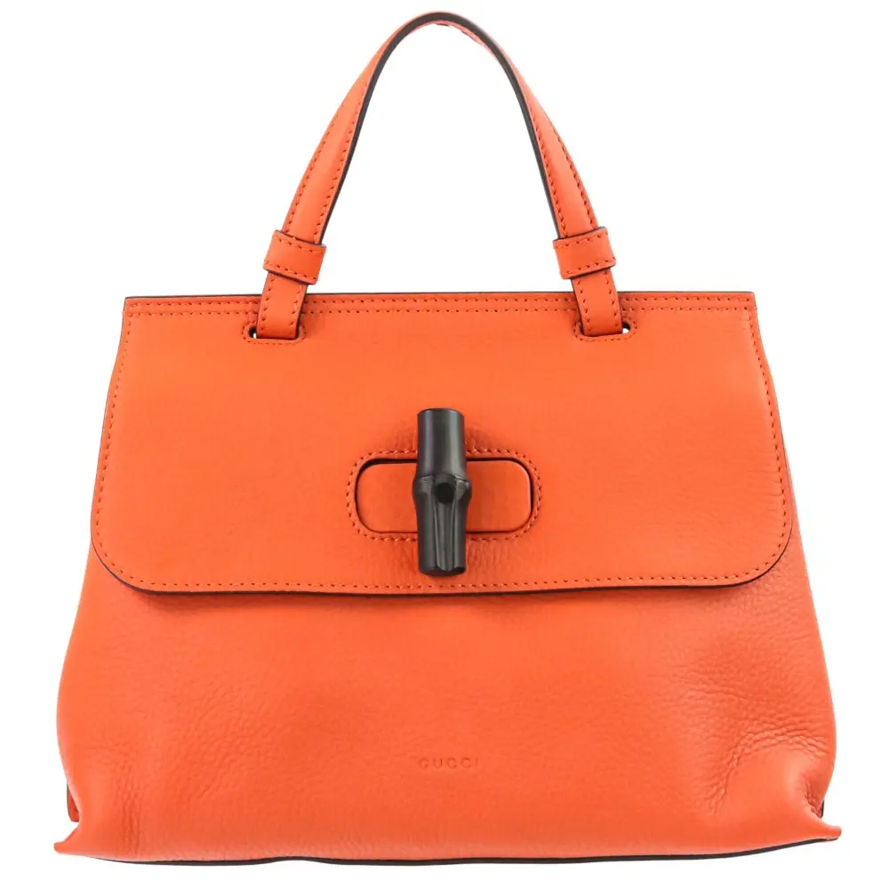 GUCCI グッチ バンブー デイリー トップハンドル 2way ハンドバッグ ショルダーバッグ 370831 オレンジ