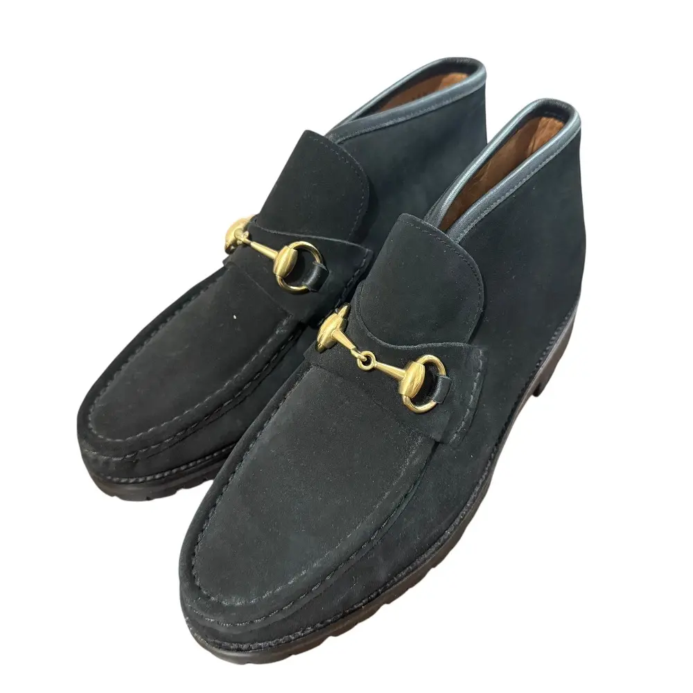 GUCCI グッチ スエード ホースビット ショートブーツ チャッカブーツ サイズ37 1/2 約24.5cm ブラック