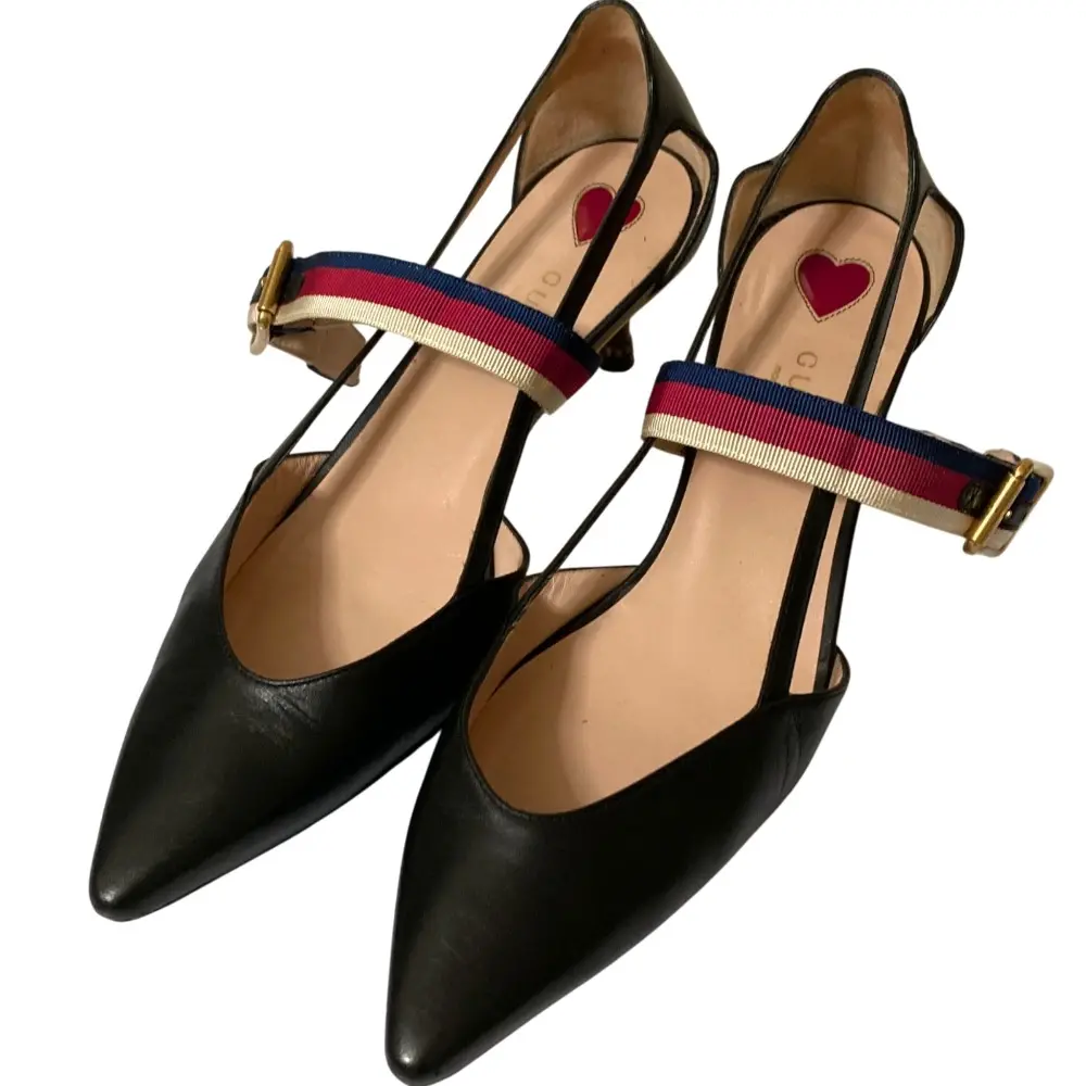 GUCCI グッチ ストラップバンビーヒールパンプス 36 約23cm相当 ブラック