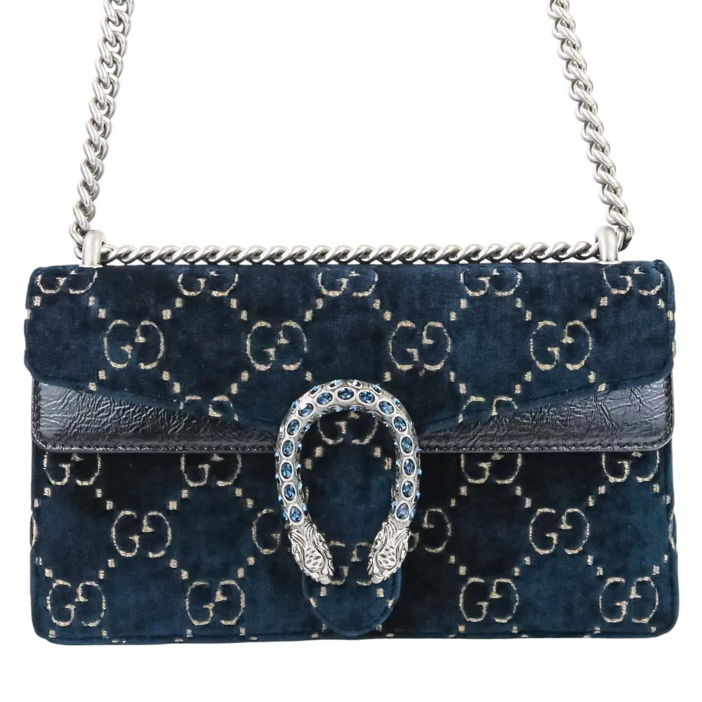 GUCCI グッチ GGベルベット Dionysus ディオニュソス チェーン ショルダーバッグ 499623 ネイビー