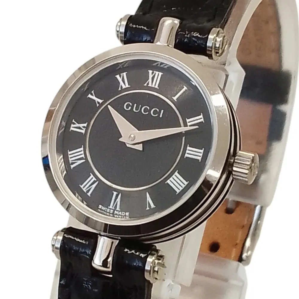 GUCCI グッチ 2040L クォーツ アナログ レザーバンド 腕時計 ウォッチ ブラック