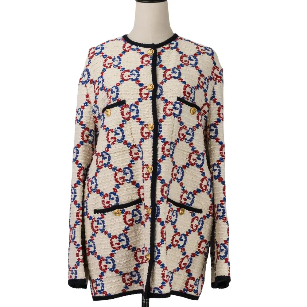 GUCCI グッチ インターシャGG ノーカラーツイードジャケット コート 569926 サイズ42 オフホワイトの買取実績【2025年9月買取】