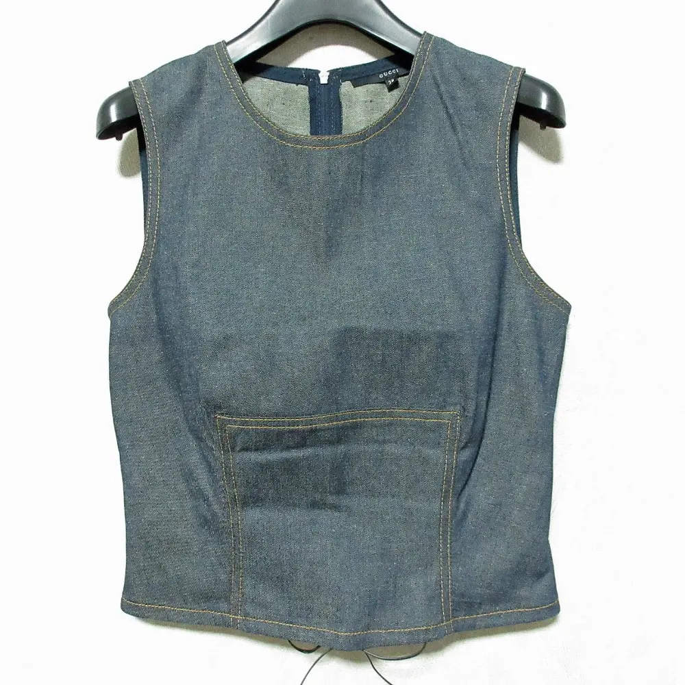 GUCCI グッチ トムフォード期 デニムベスト ノースリーブカットソー サイズ38 ダークインディゴ