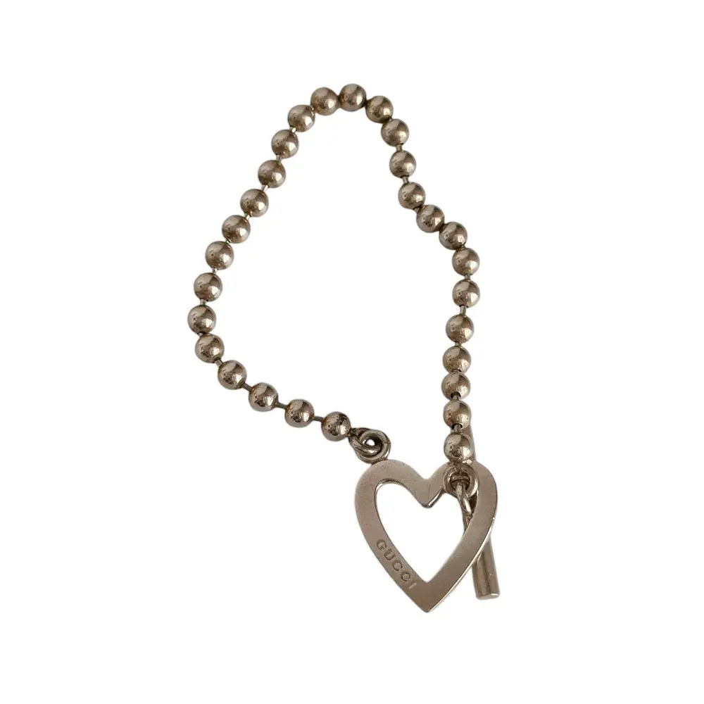 GUCCI グッチ シルバー925 ハートモチーフ ボールチェーンブレスレット アクセサリー シルバー