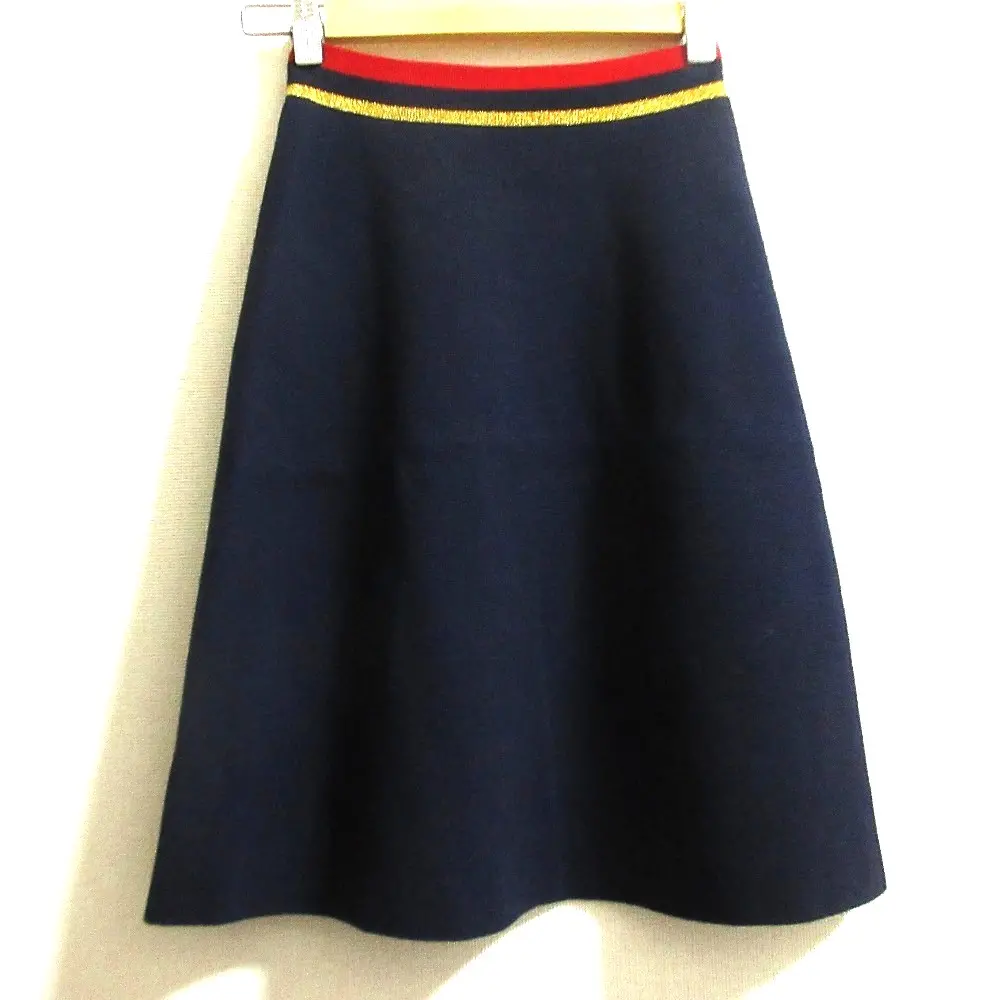 GUCCI グッチ ウエストウェブライン ニットスカート 457537 サイズXS ネイビー