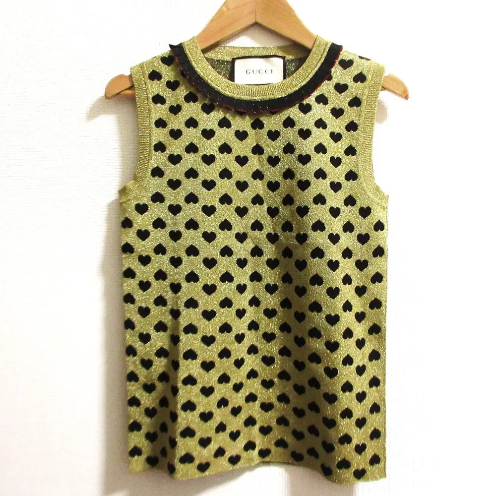 GUCCI グッチ ハートジャガード ニットベスト 434174 サイズXS ゴールドカラー