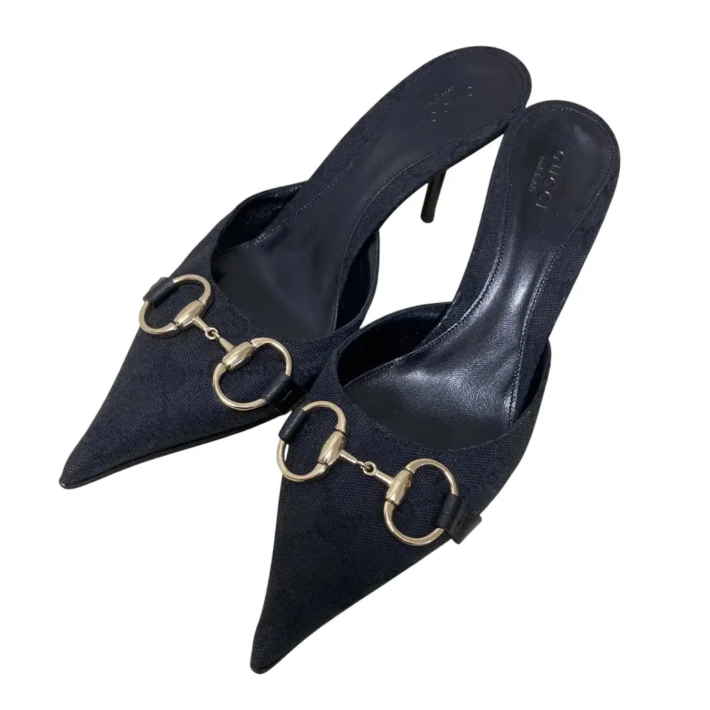 GUCCI グッチ ホースビット ポインテッドトゥ ミュールサンダル サイズ36C 約23cm ブラック