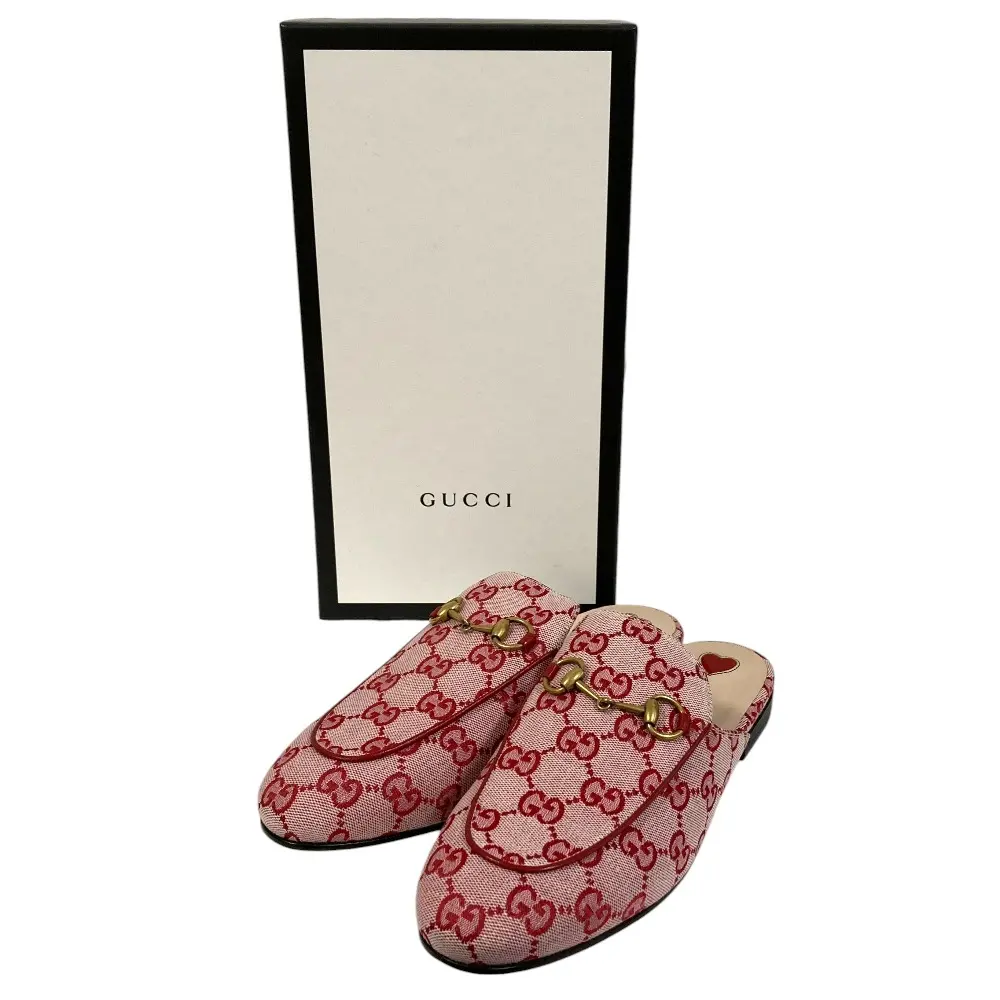 GUCCI グッチ GG柄 ホースビットミュール 38 約25cm ピンク
