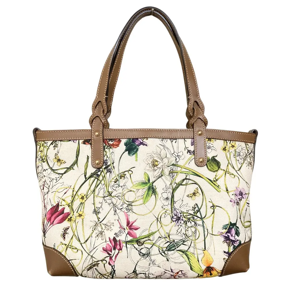GUCCI グッチ フローラキャンバス レザートートバック 269878 ホワイト
