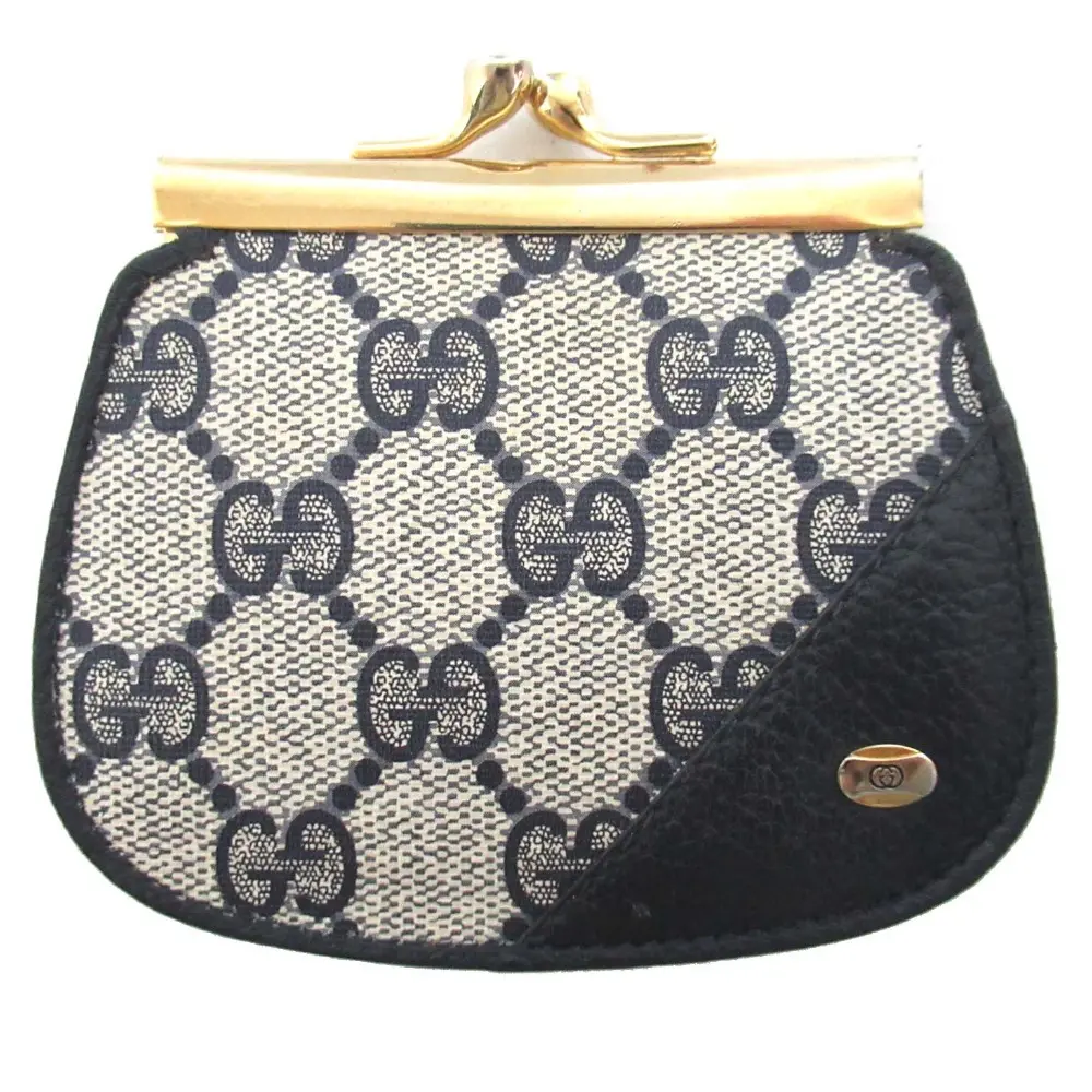 GUCCI グッチ ヴィンテージ GG柄 がま口財布 ネイビー