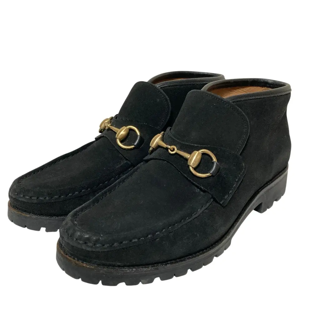 GUCCI グッチ スエードレザー ホースビット ショートブーツ 38.5 25.5cm相当 ブラック