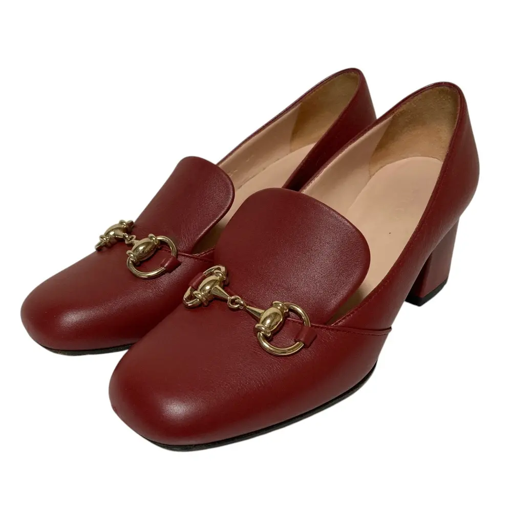 GUCCI グッチ ホースビット チャンキーヒール パンプス 466701 サイズ34 21cm相当 ワインレッド