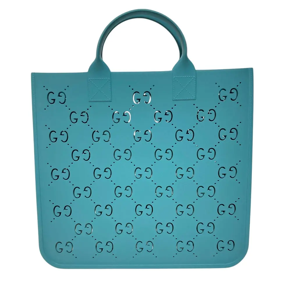 GUCCI グッチ チルドレンズ GGスプリーム ラバー トートバッグ 679365 ターコイズブルー