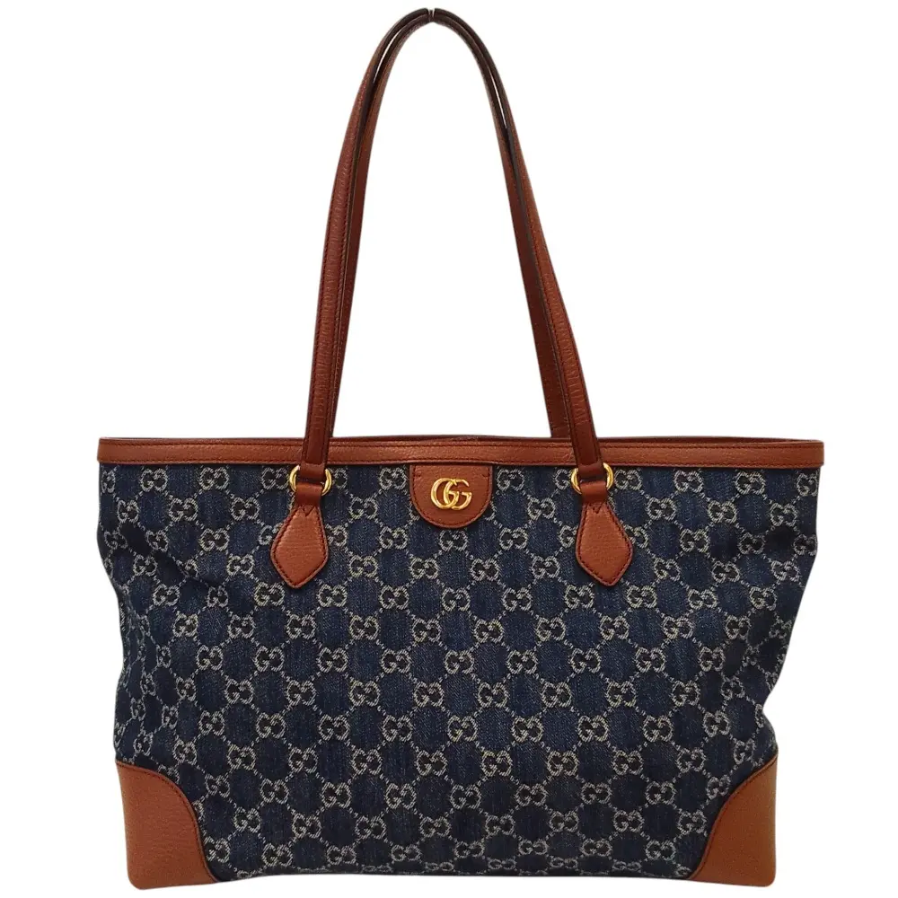 GUCCI グッチ オフィディア GGデニム ミディアム トートバッグ 631685 ネイビー ブラウン