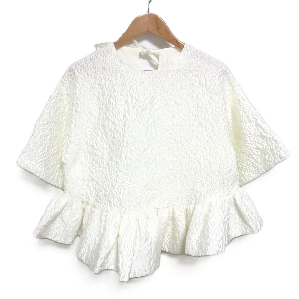 Gypsohila ジプソフィア Flower Gloss Tee ジャガード ペプラム ブラウス カットソー GPS-540 F ホワイト