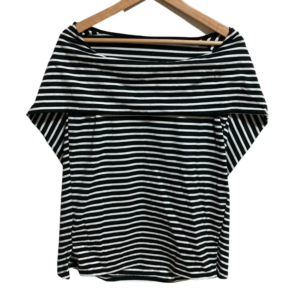 Gypsohila ジプソフィア Oyster Tops ボーダー柄 ショートスリーブ カットソー プルオーバー ブラック
