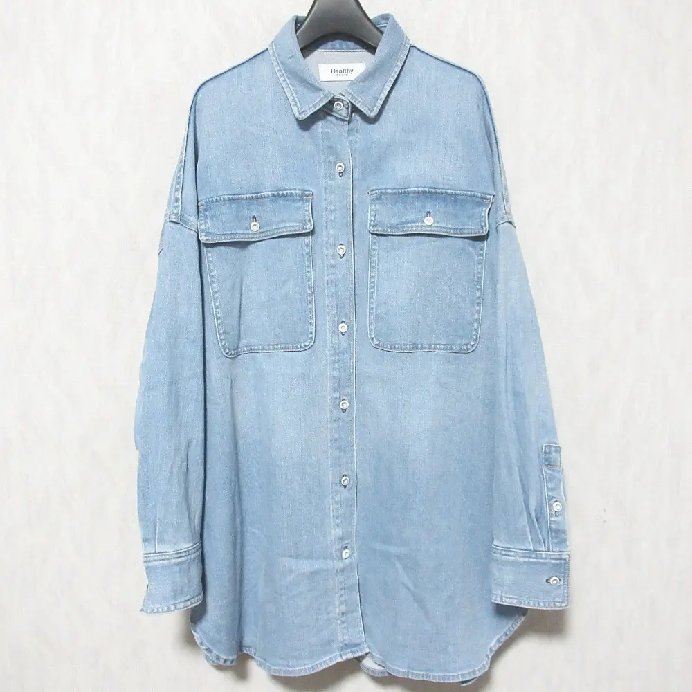 Healthy DENIM ヘルシーデニム ALMOND オーバーサイズ デニムシャツ ブラウス 68620PA 1 ブルー