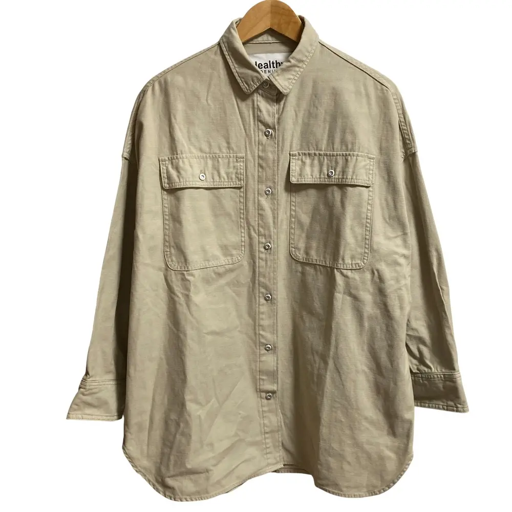 Healthy DENIM ヘルシーデニム リヴドロワ 別注 Almond オーバーサイズ 長袖 シャツ ブラウス H659620P サイズ1 グレージュ