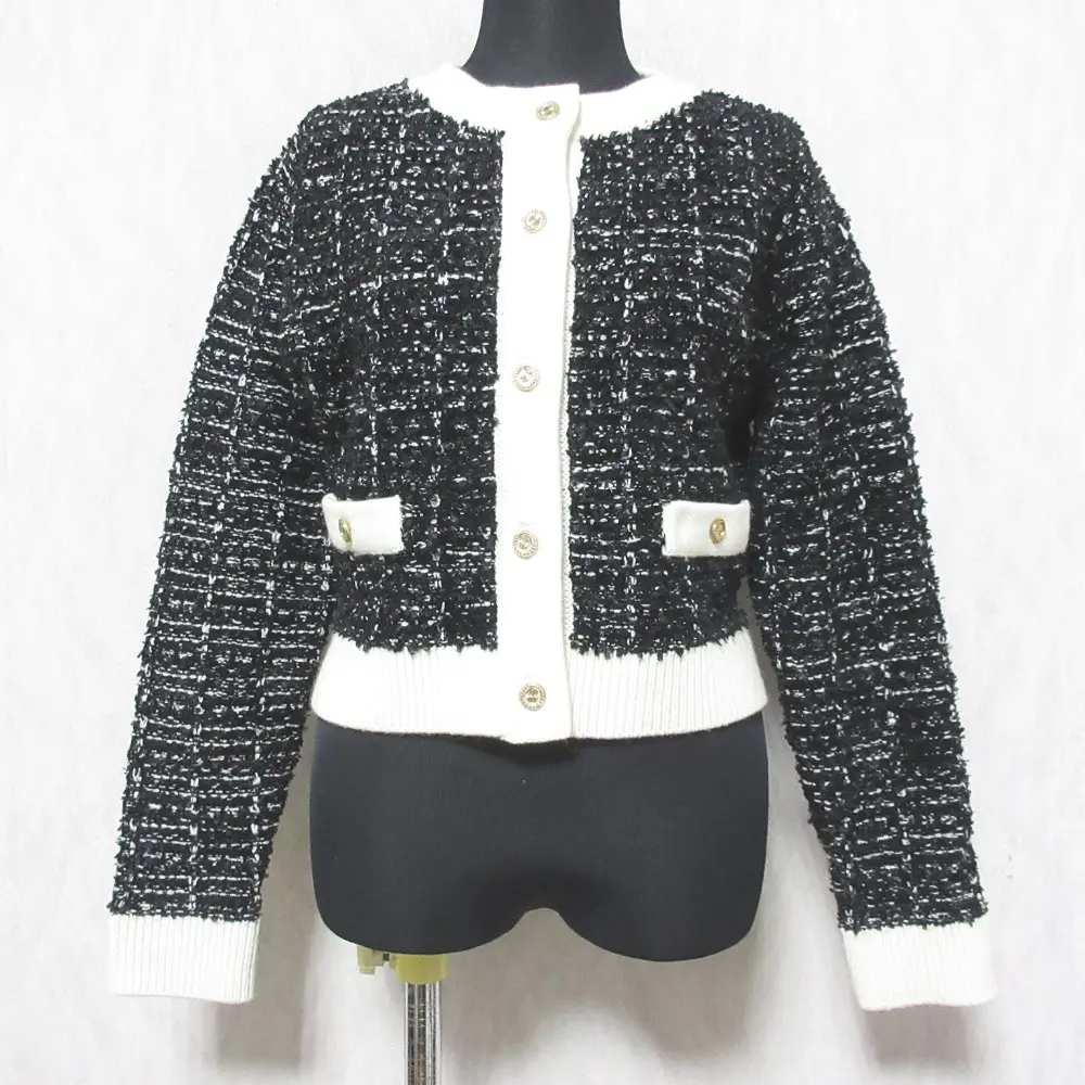 Her lip to ハーリップトゥ Mercer Tweed Cardigan クルーネック ショート丈 ツイードカーディガン ジャケット 1224206106 M ブラック