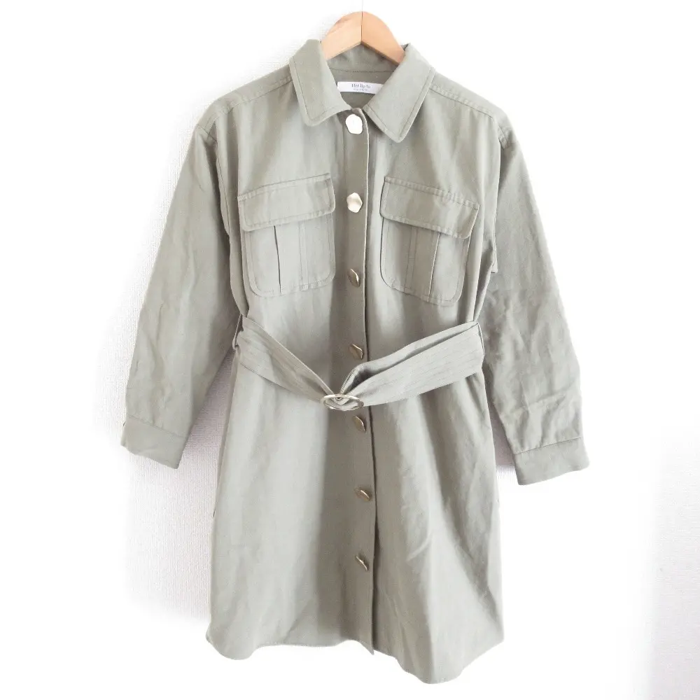 Her lip to ハーリップトゥ Belted Cargo Shirt Dress ベルテッド カーゴシャツドレス 長袖 ミニワンピース HLT2009001 S カーキの買取実績【2024年9月買取】